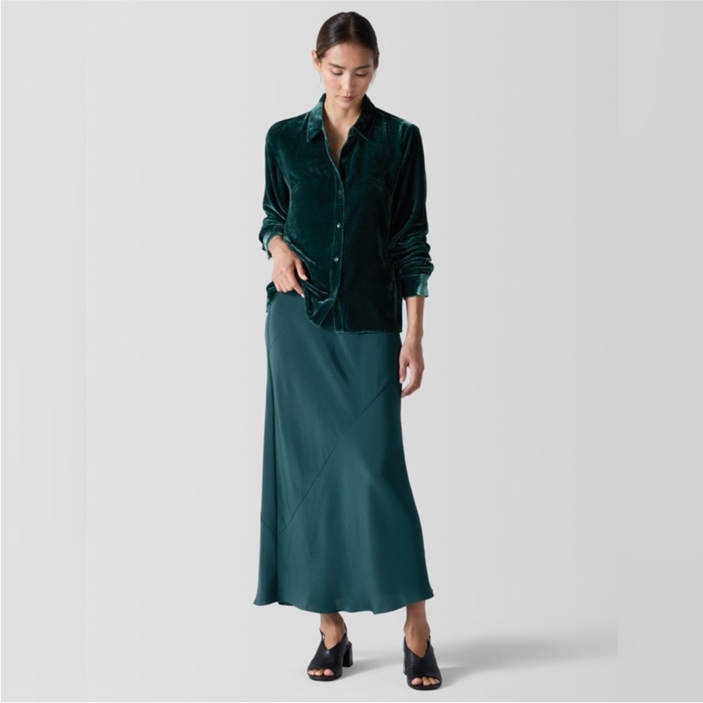 NWT Eileen Fisher Silk Double Crepe Bias Skirt